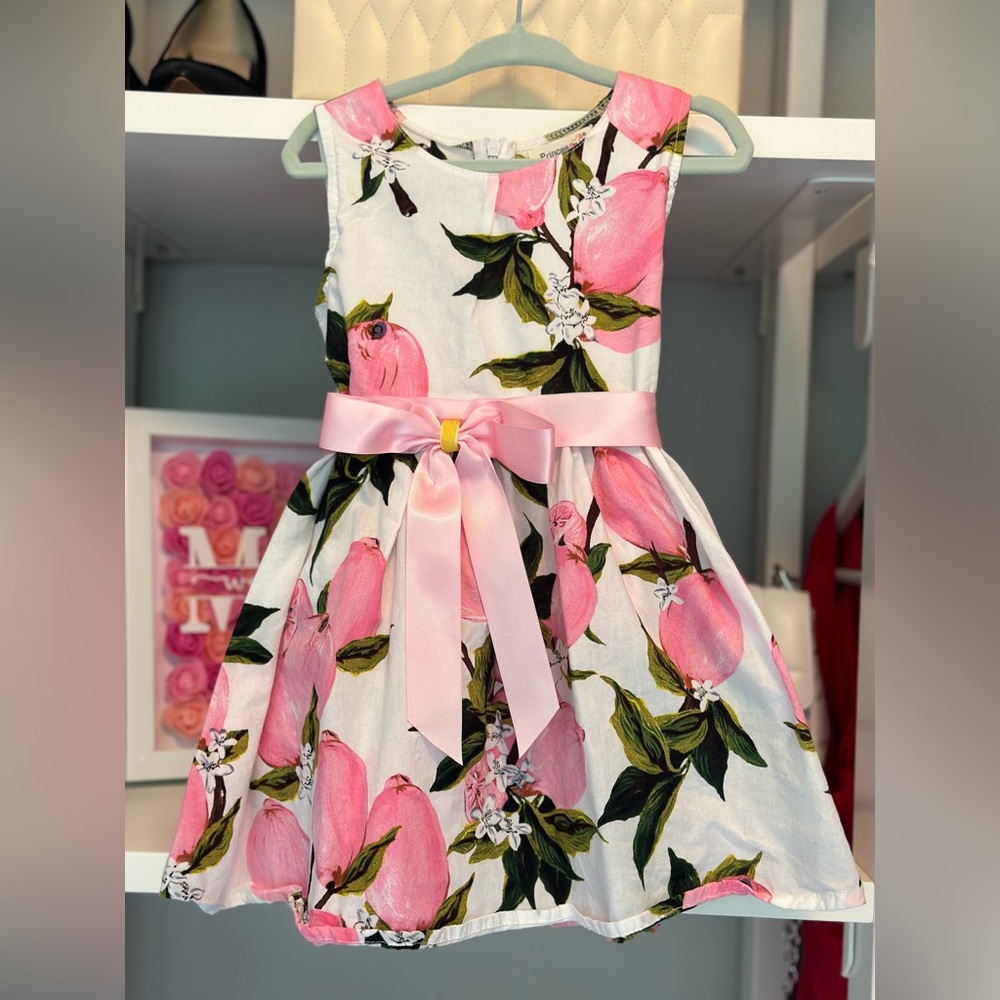 ⭐️5/$25 Pink Rose 🌹 Satin Ribbon 🎀 Dress